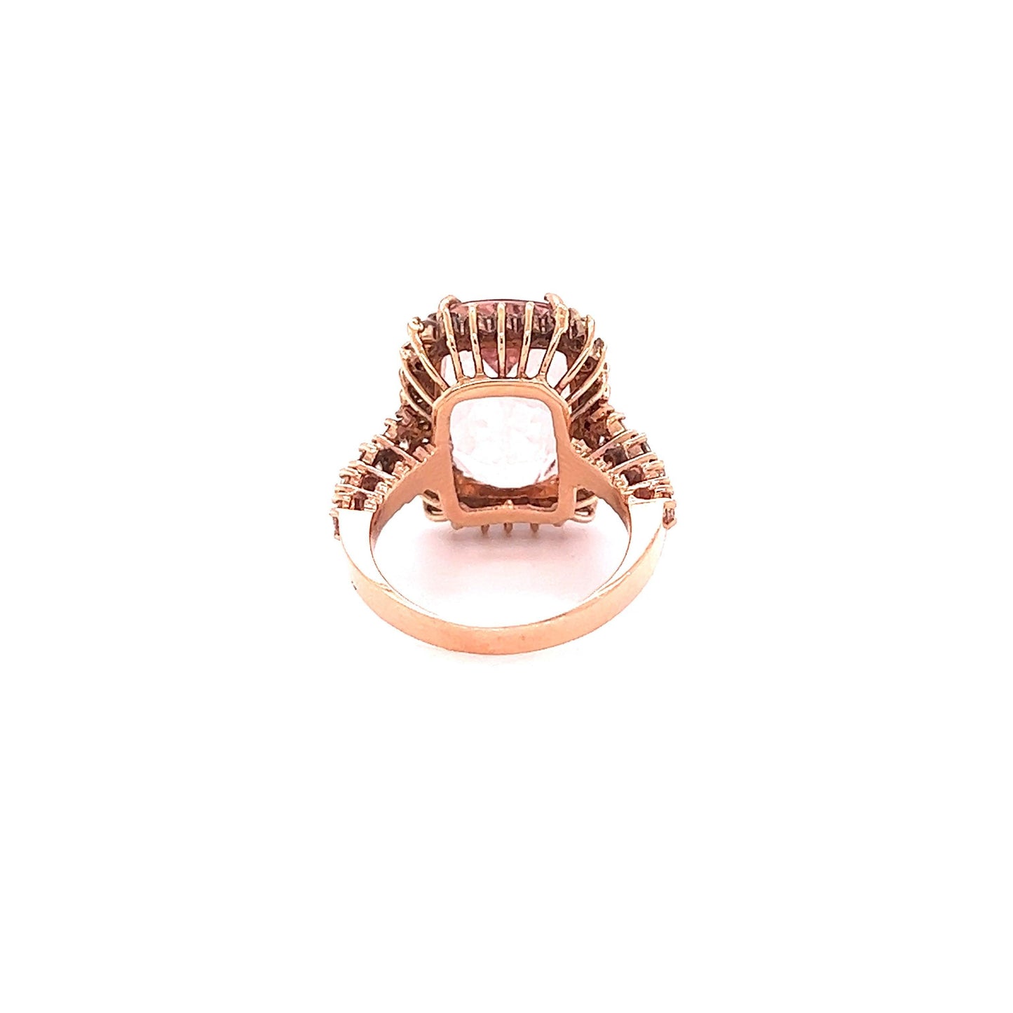 10.86 Carat Morganite Diamond 14 Karat Rose Gold Cocktail Ring