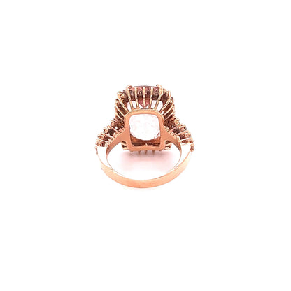 10.86 Carat Morganite Diamond 14 Karat Rose Gold Cocktail Ring