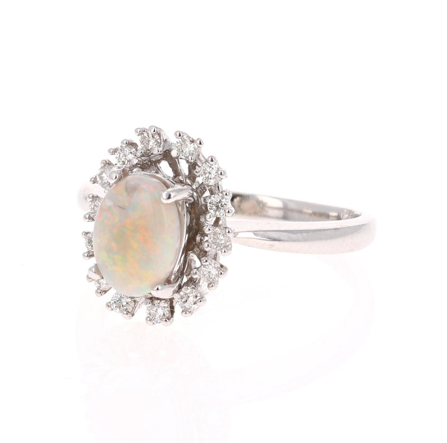 1.08 Carat Opal Diamond 18 Karat White Gold Ring