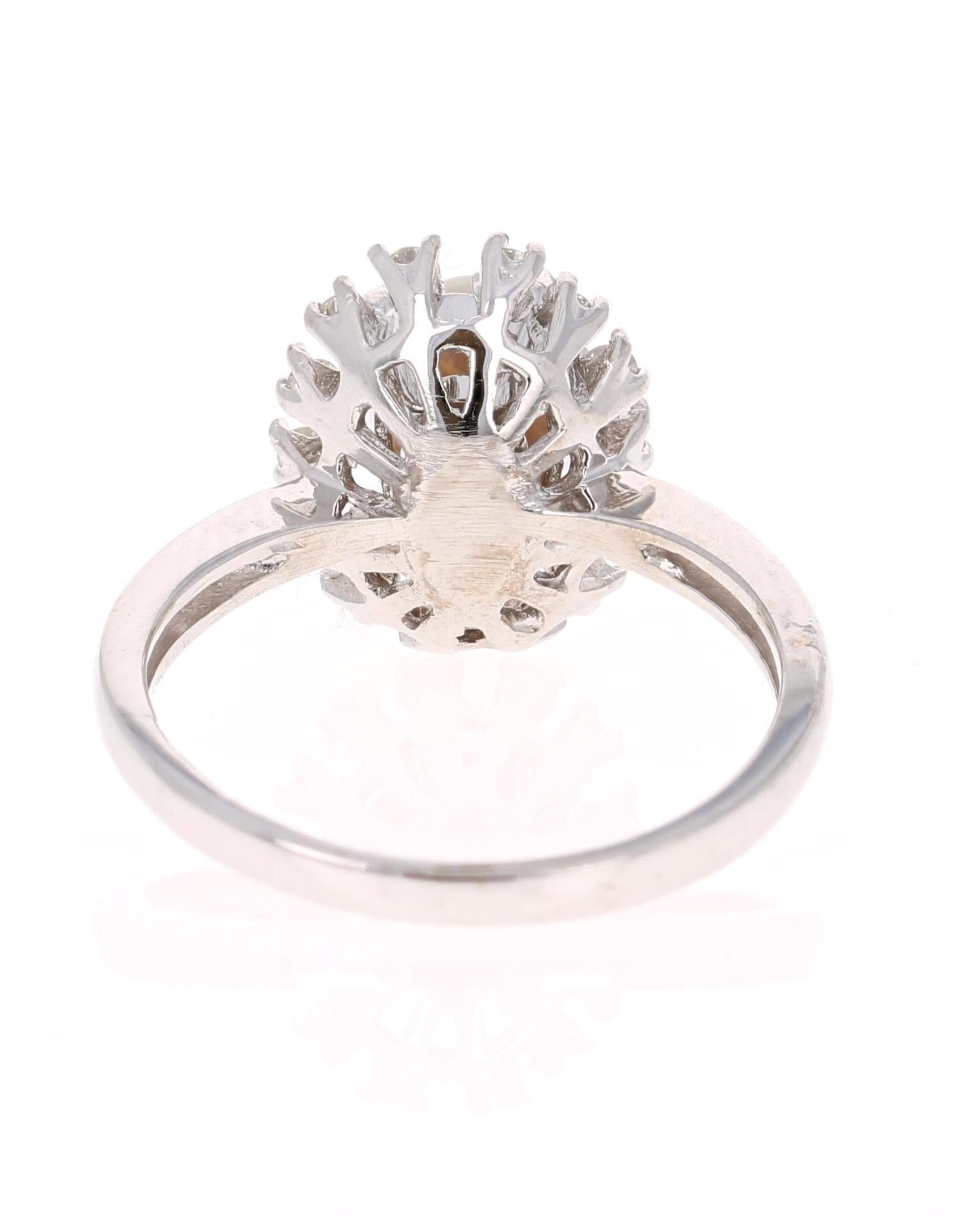 1.08 Carat Opal Diamond 18 Karat White Gold Ring