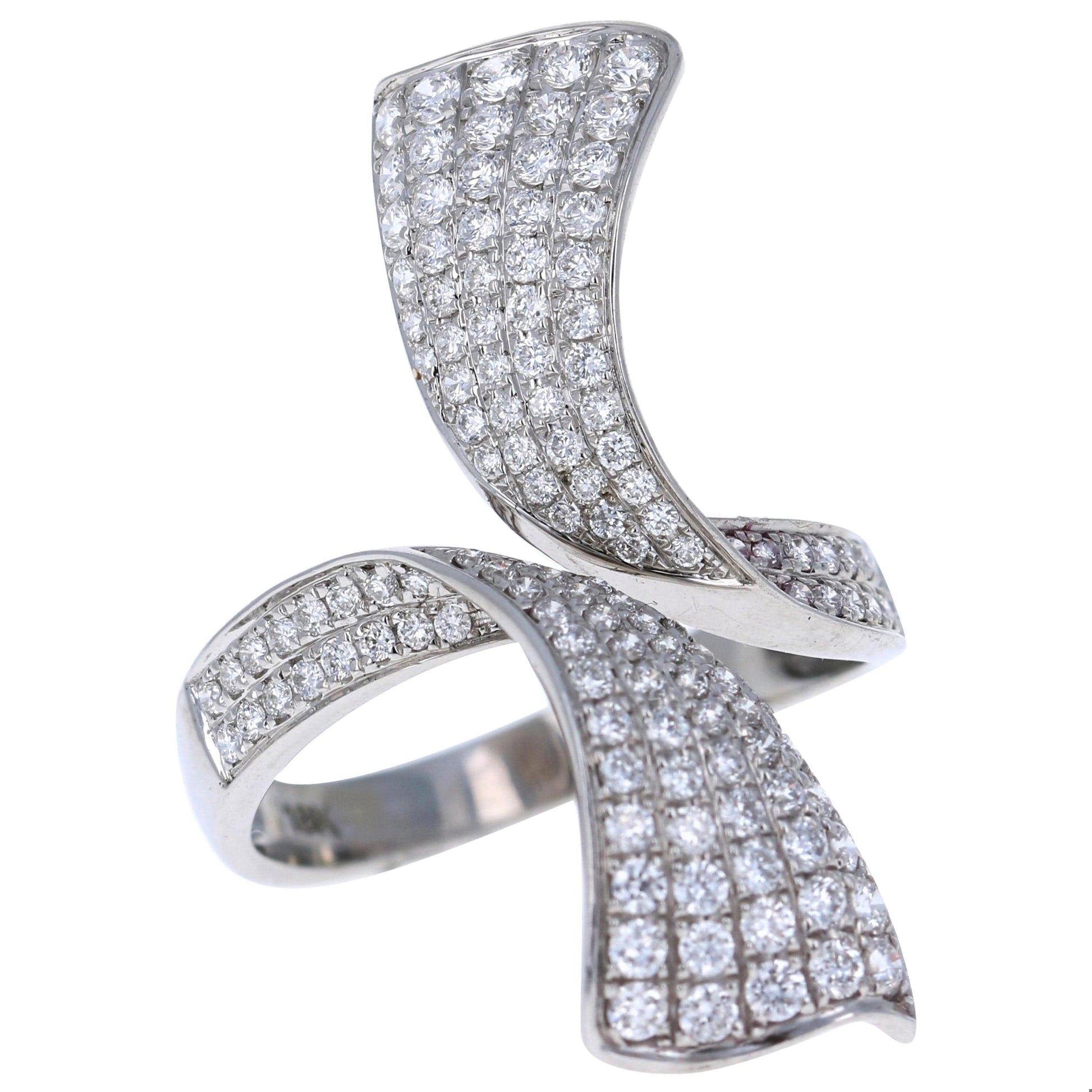 1.09 Carat Round Cut Diamond White Gold Cocktail Ring