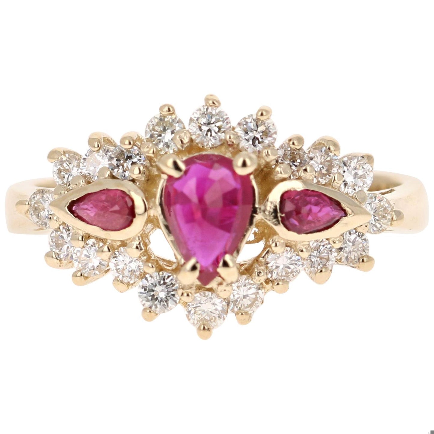 1.10 Ruby Diamond 14 Karat Yellow Gold Ring