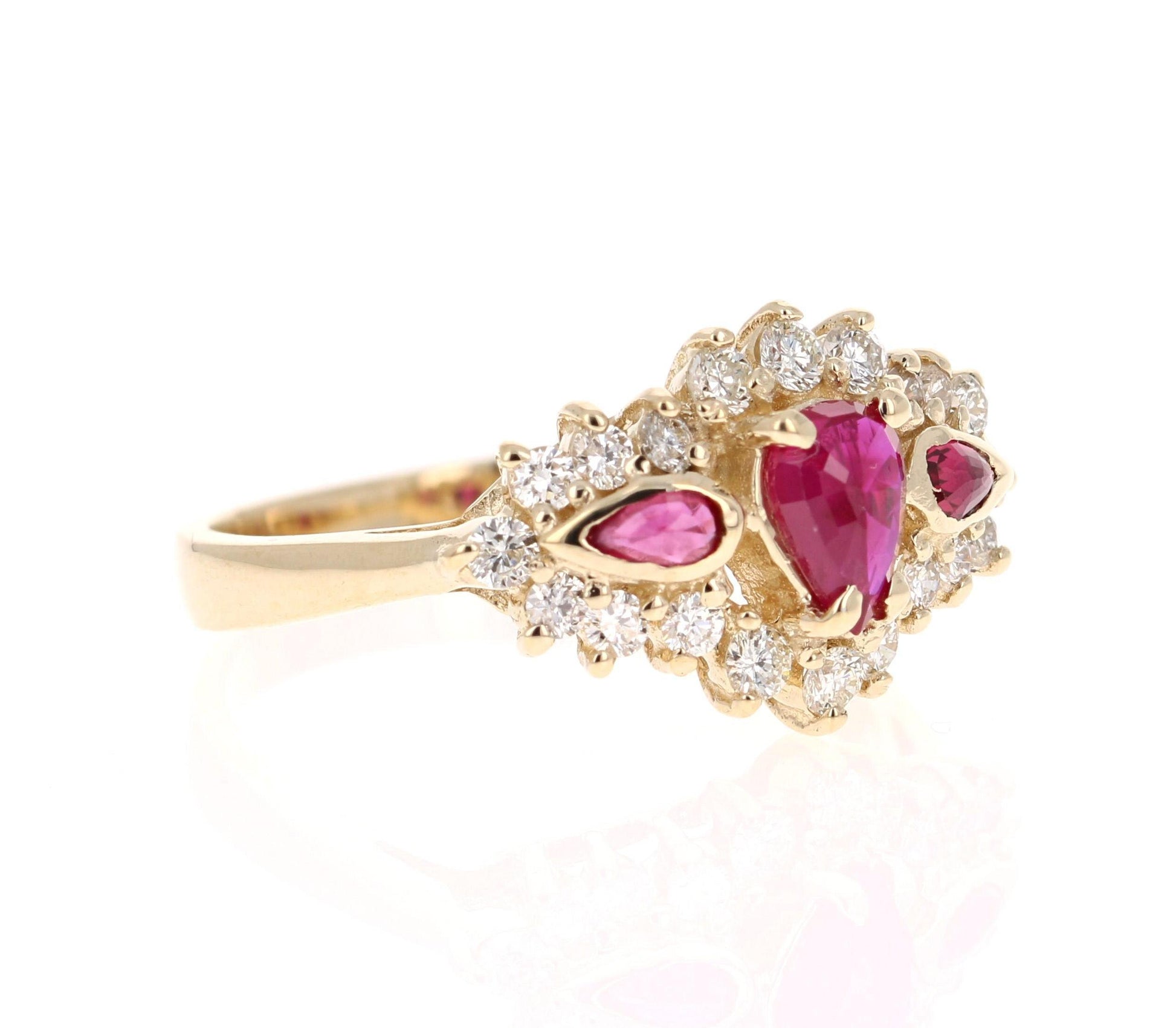 1.10 Ruby Diamond 14 Karat Yellow Gold Ring