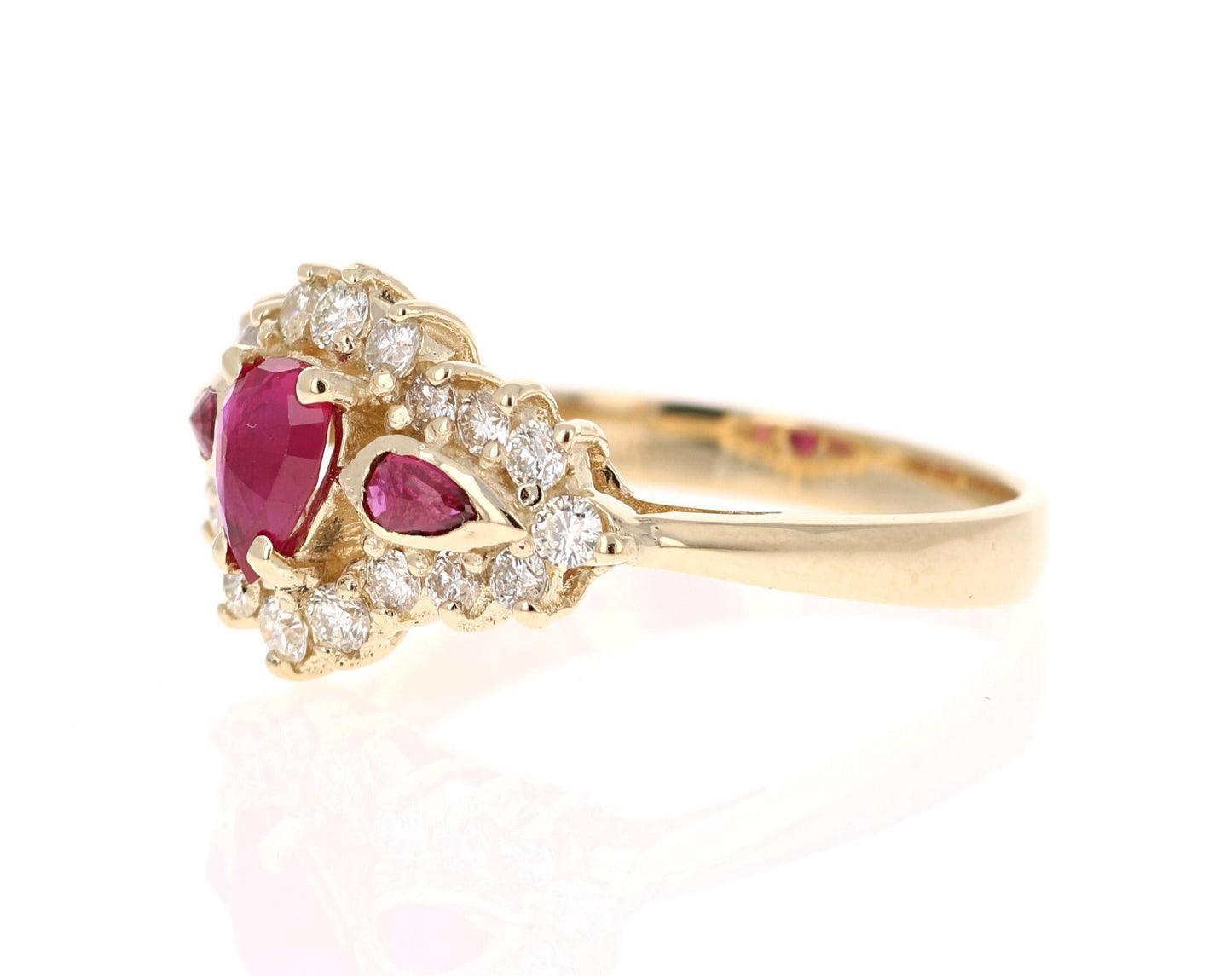 1.10 Ruby Diamond 14 Karat Yellow Gold Ring