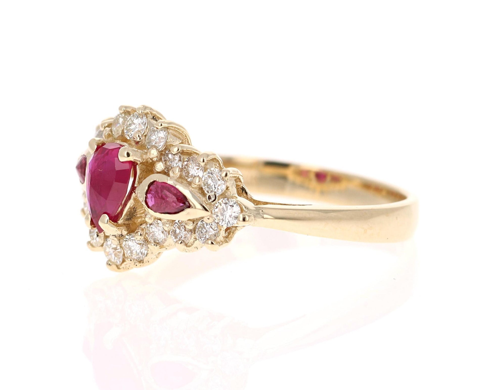 1.10 Ruby Diamond 14 Karat Yellow Gold Ring