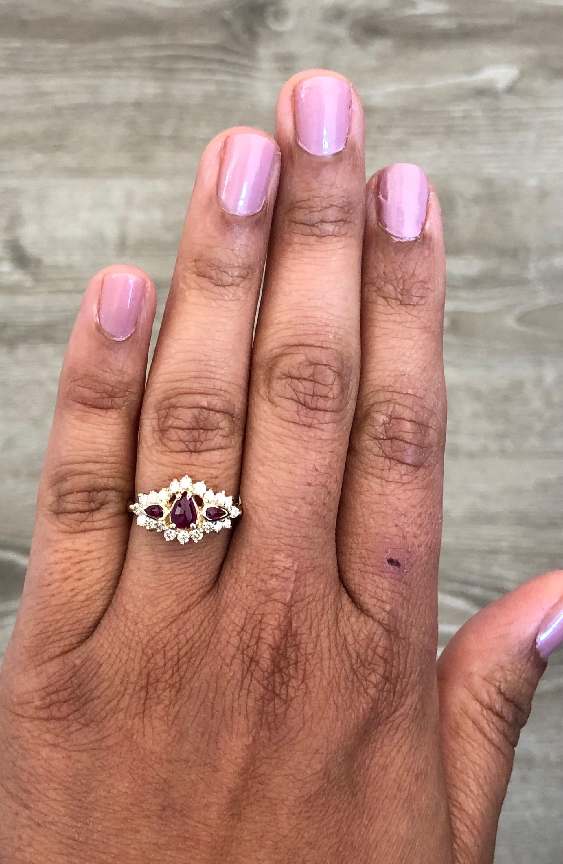 1.10 Ruby Diamond 14 Karat Yellow Gold Ring