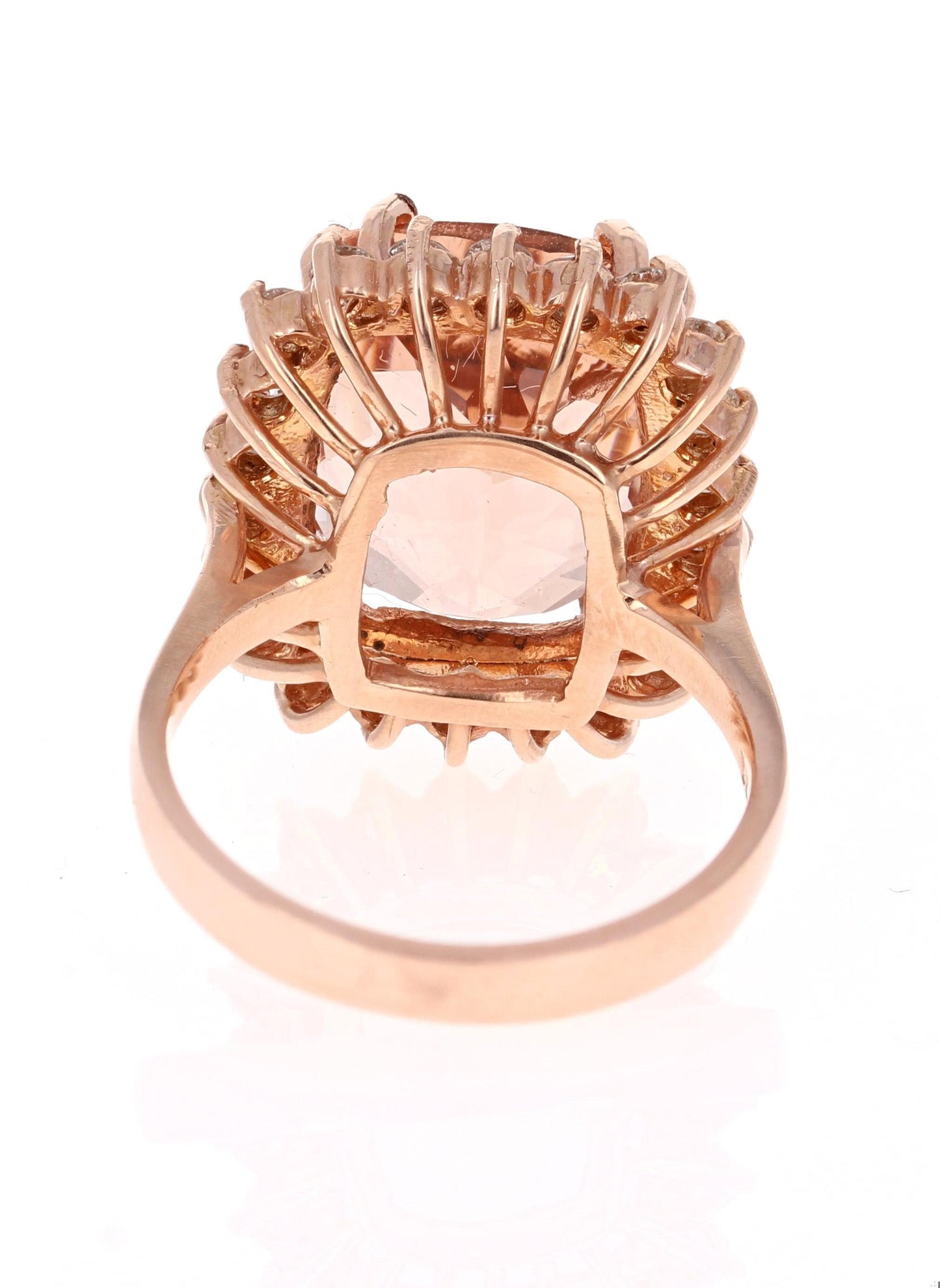 11.27 Carat Morganite Diamond 14 Karat Rose Gold Cocktail Ring