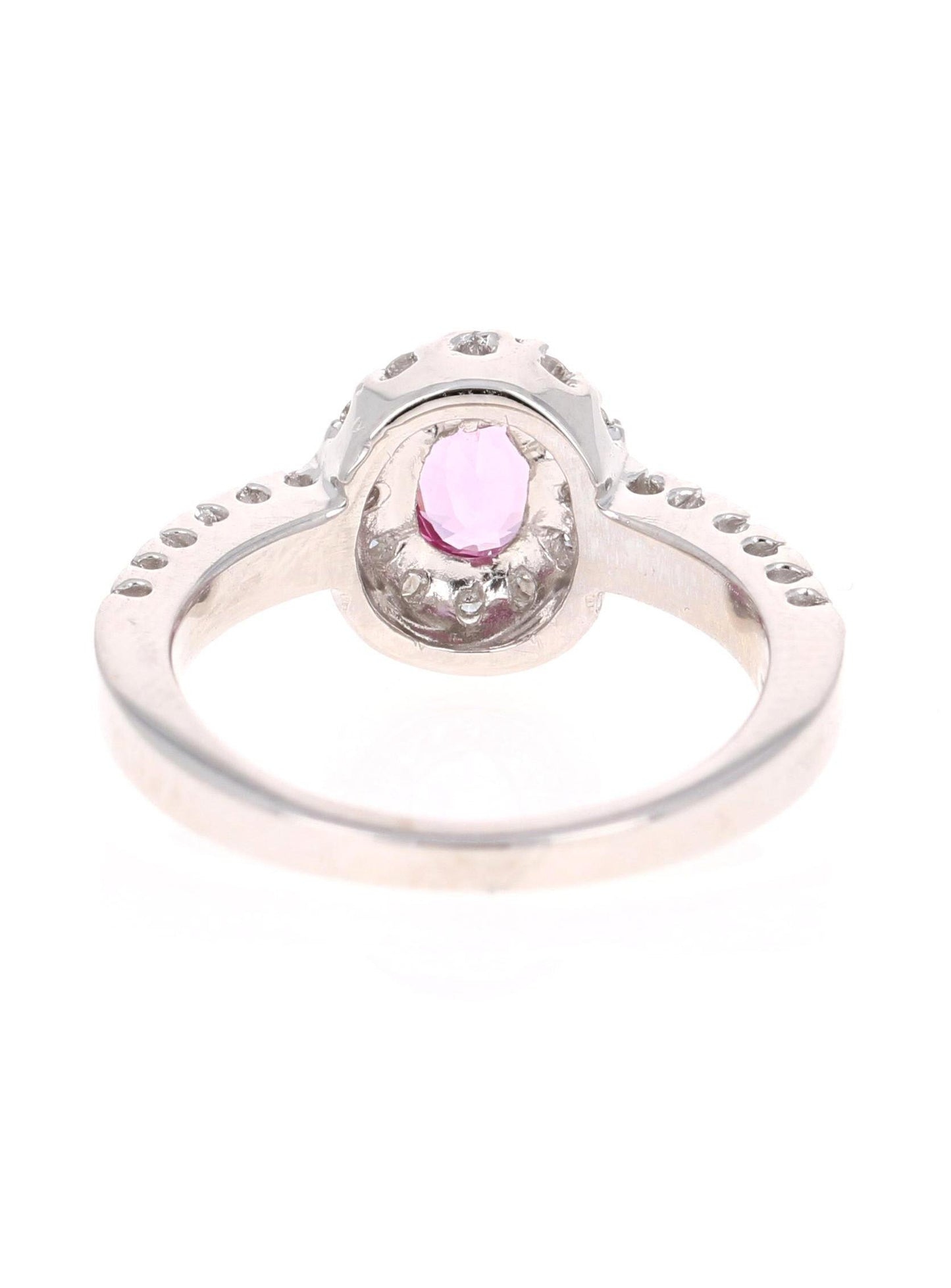 1.13 Carat Pink Sapphire Diamond 14 Karat White Gold Ring
