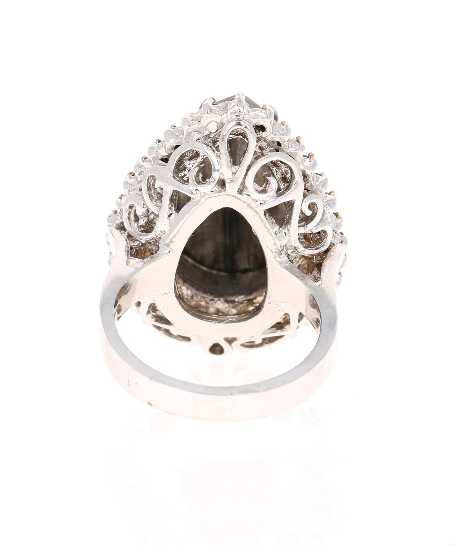 11.43 Carat Black and White Diamond 18 Karat White Gold Cocktail Ring