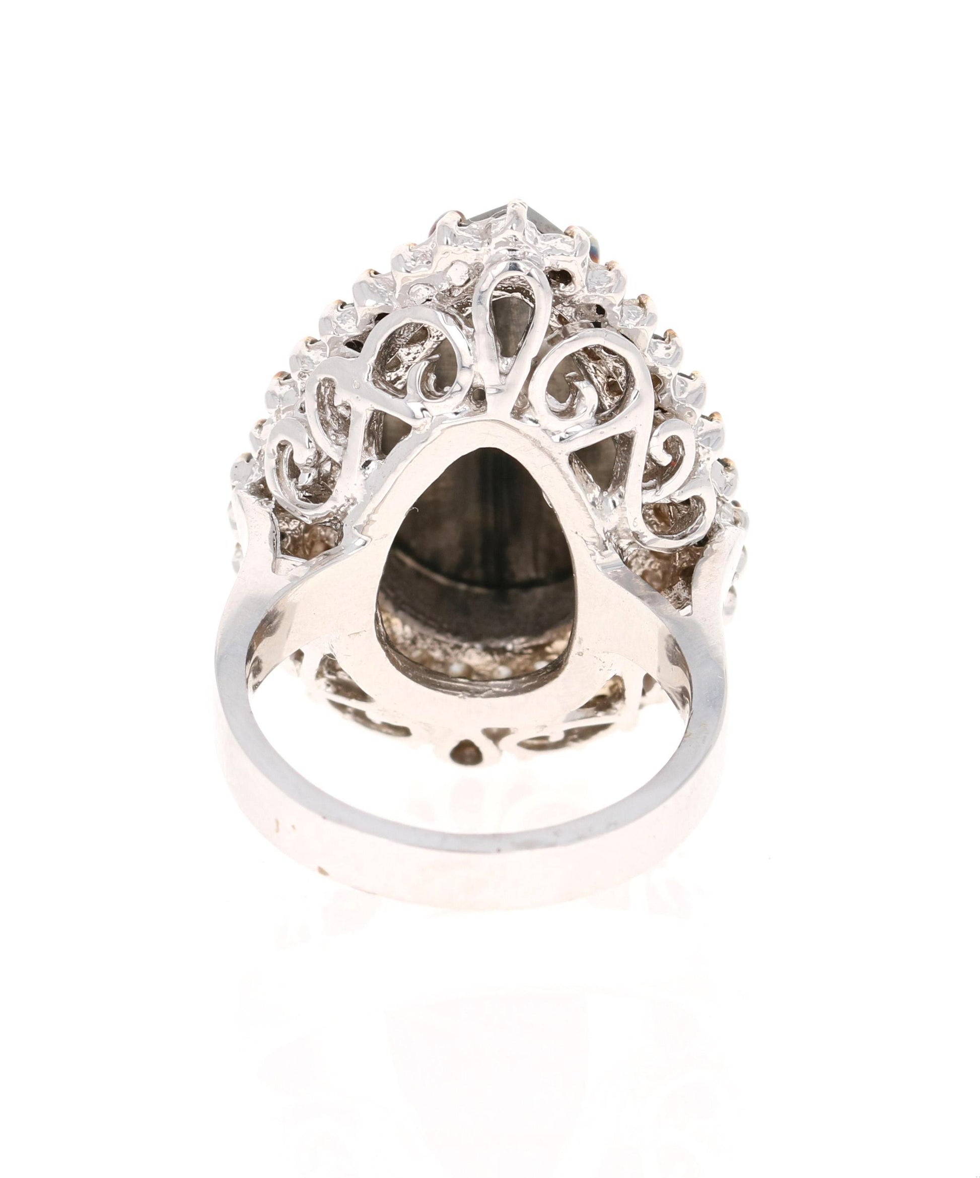 11.43 Carat Black and White Diamond 18 Karat White Gold Cocktail Ring