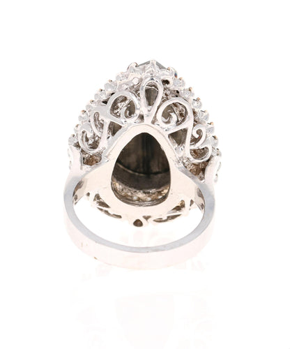 11.43 Carat Black and White Diamond 18 Karat White Gold Cocktail Ring