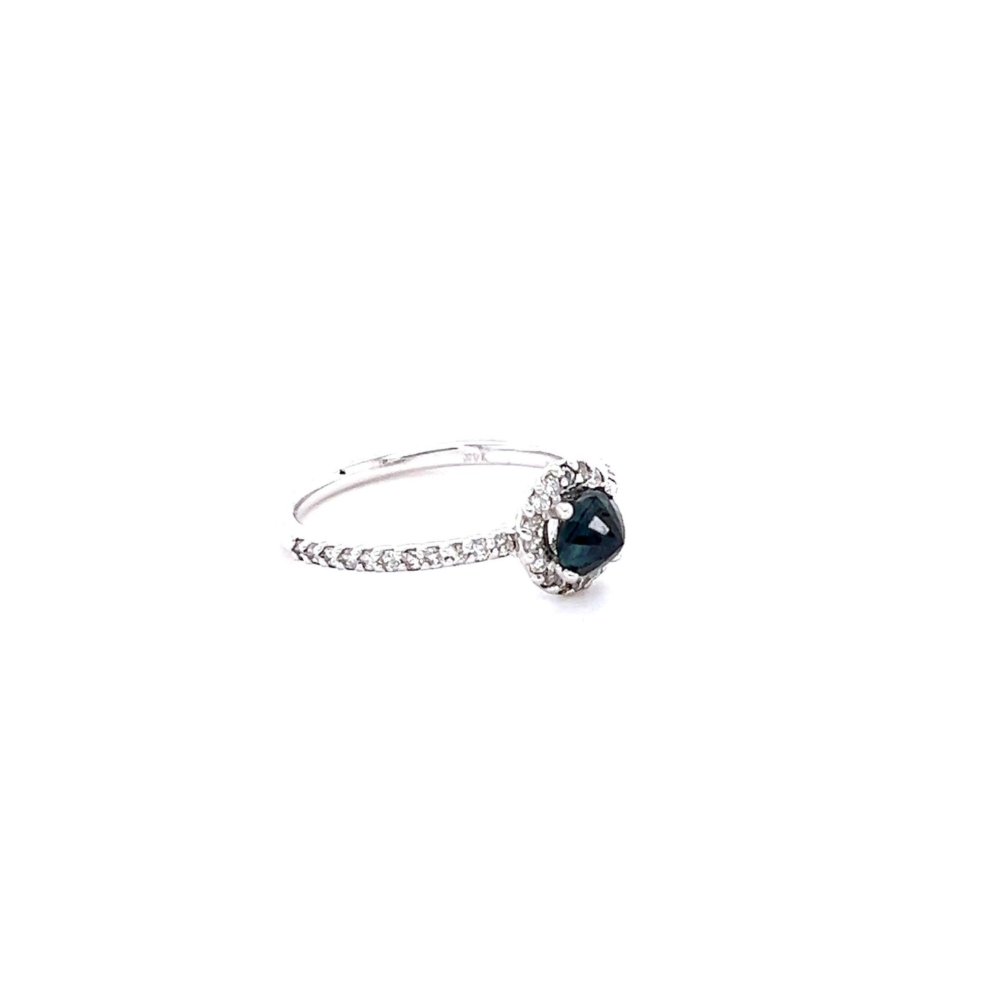 1.14 Carat Blue Sapphire Diamond 14 Karat White Gold Ring