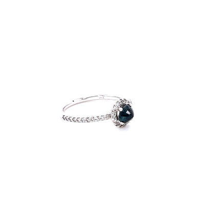 1.14 Carat Blue Sapphire Diamond 14 Karat White Gold Ring