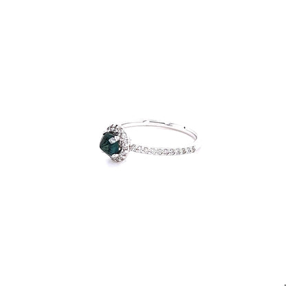 1.14 Carat Blue Sapphire Diamond 14 Karat White Gold Ring