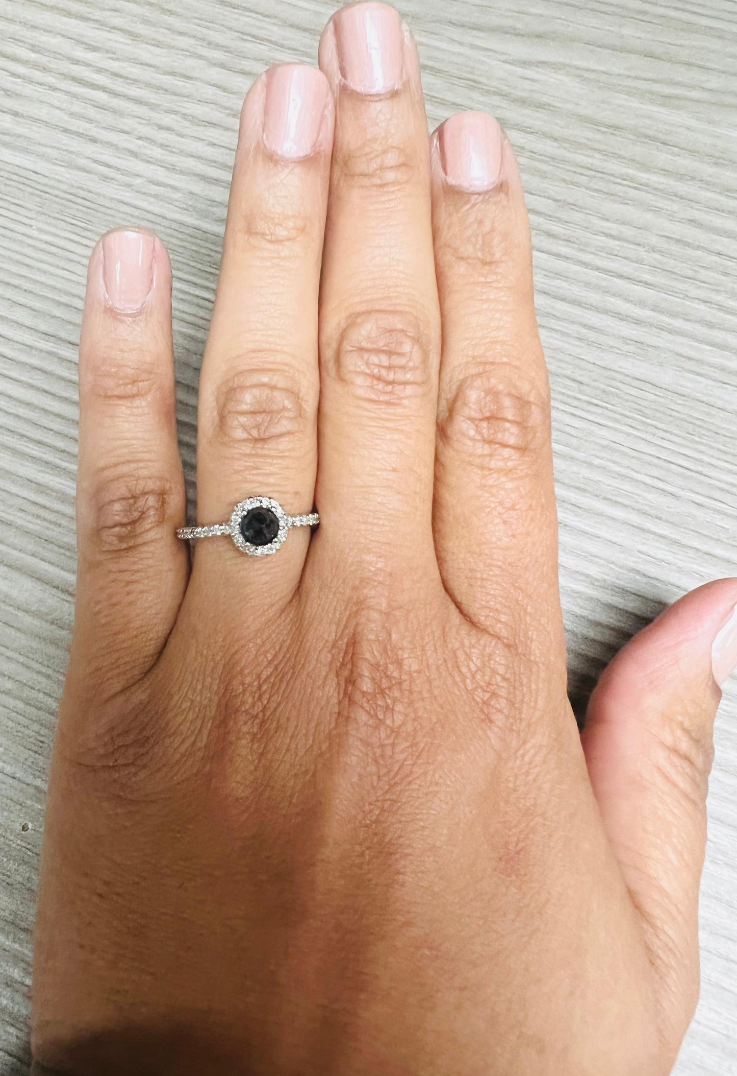 1.14 Carat Blue Sapphire Diamond 14 Karat White Gold Ring