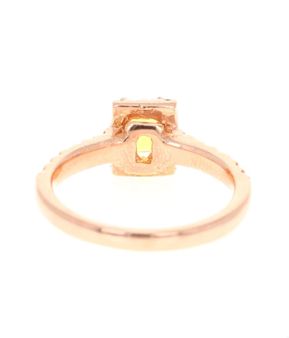 1.16 Carat Yellow Sapphire and Diamond 18 Karat Rose Gold Ring