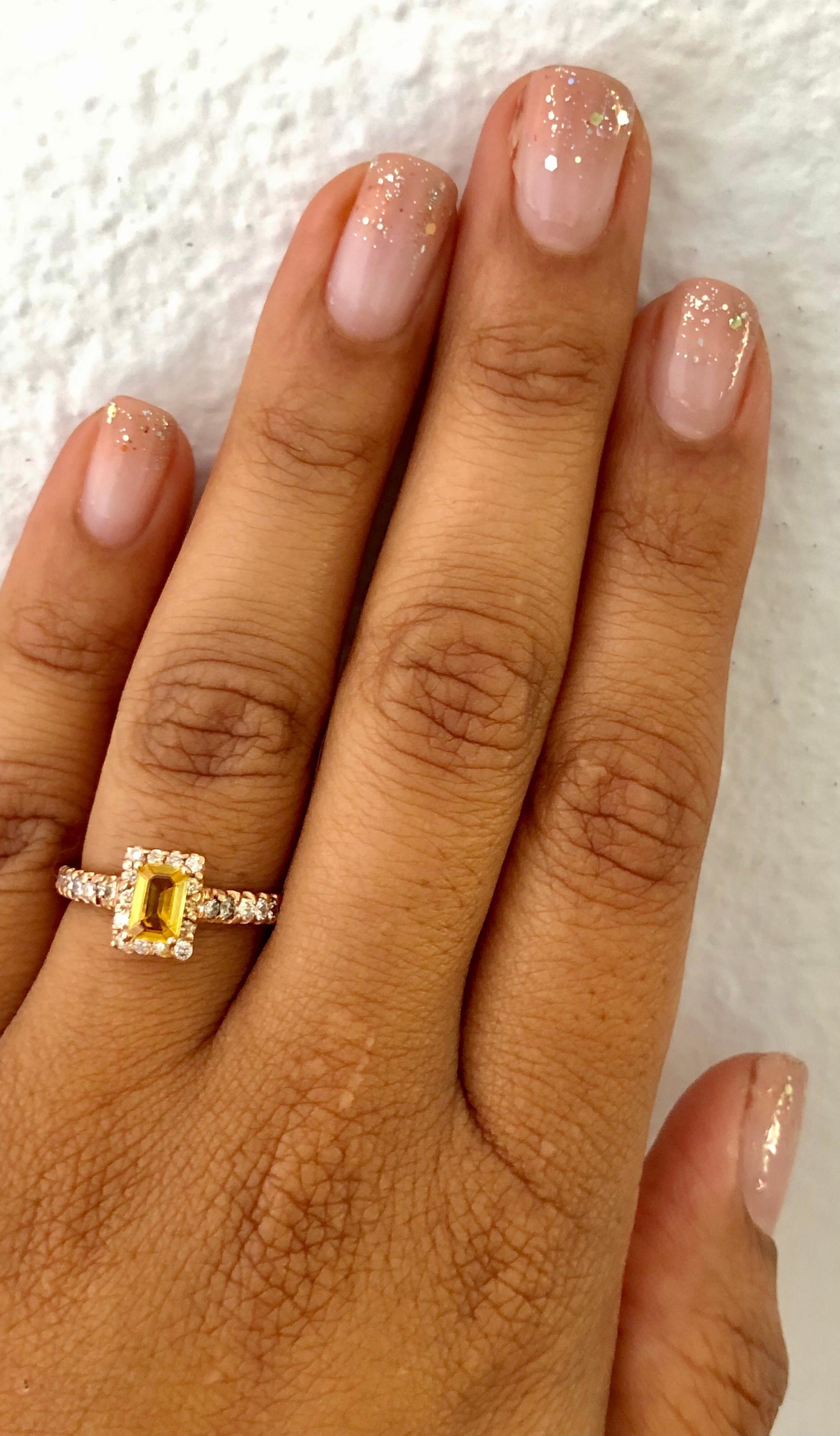 1.16 Carat Yellow Sapphire and Diamond 18 Karat Rose Gold Ring