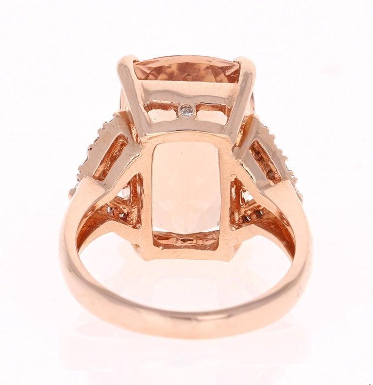 12.08 Carat Morganite Diamond 14 Karat Rose Gold Cocktail Ring
