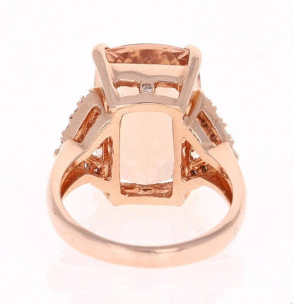 12.08 Carat Morganite Diamond 14 Karat Rose Gold Cocktail Ring