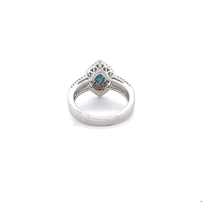 1.21 Carat Blue Sapphire Diamond White Gold Ring