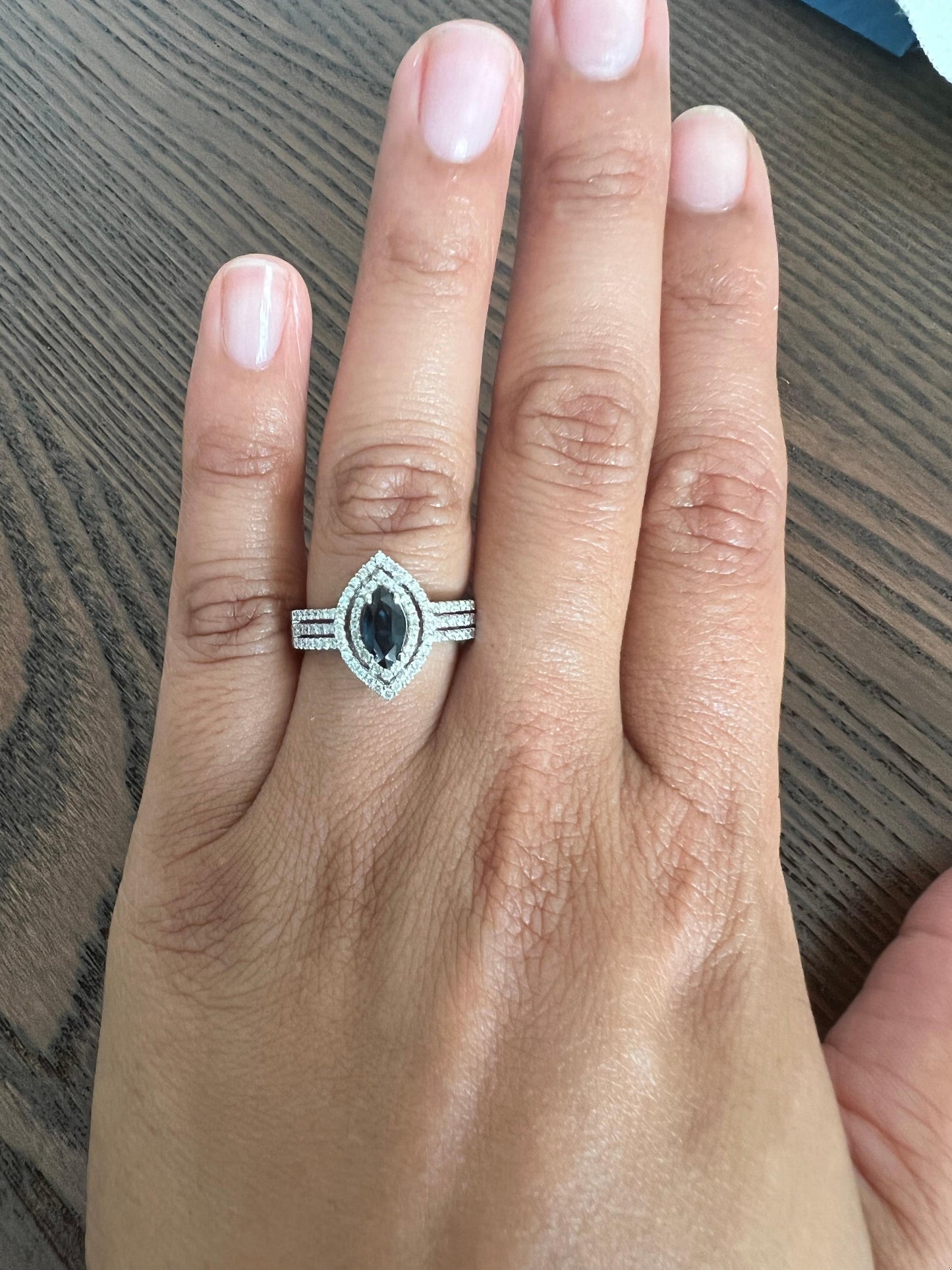 1.21 Carat Blue Sapphire Diamond White Gold Ring