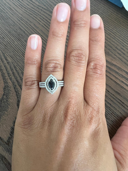 1.21 Carat Blue Sapphire Diamond White Gold Ring