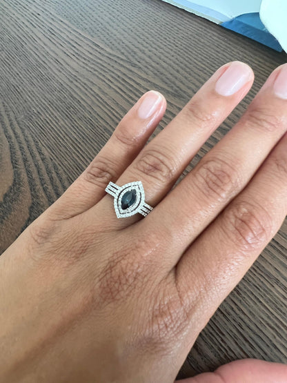 1.21 Carat Blue Sapphire Diamond White Gold Ring