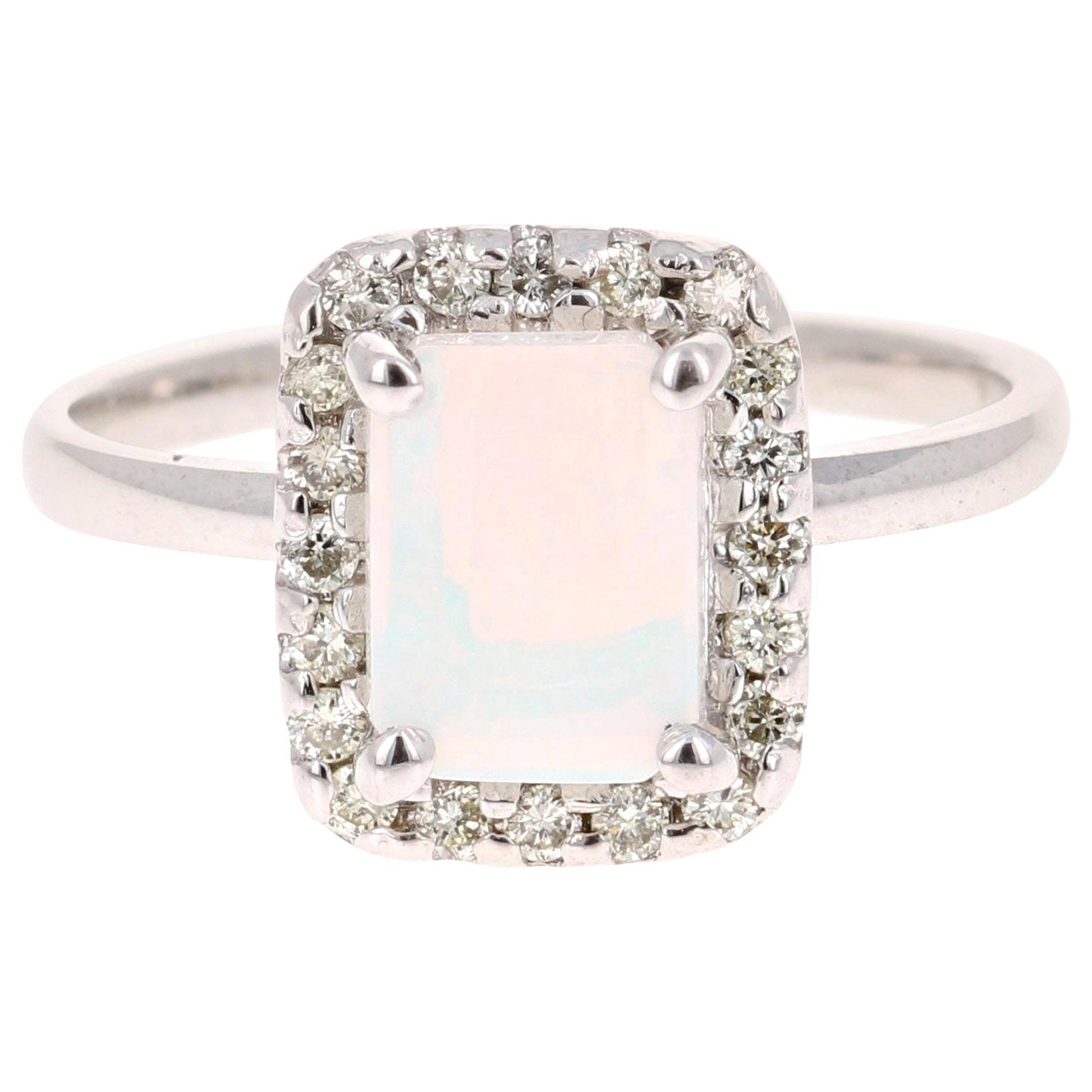 1.21 Carat Opal Diamond 14 Karat White Gold Ring
