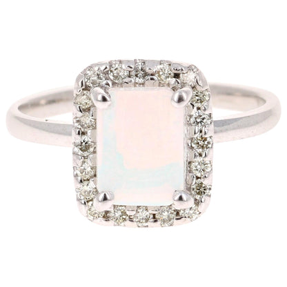 1.21 Carat Opal Diamond 14 Karat White Gold Ring