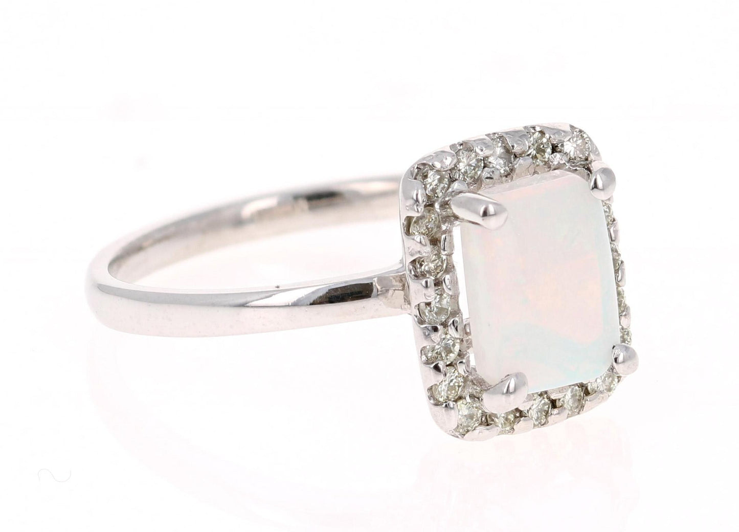 1.21 Carat Opal Diamond 14 Karat White Gold Ring