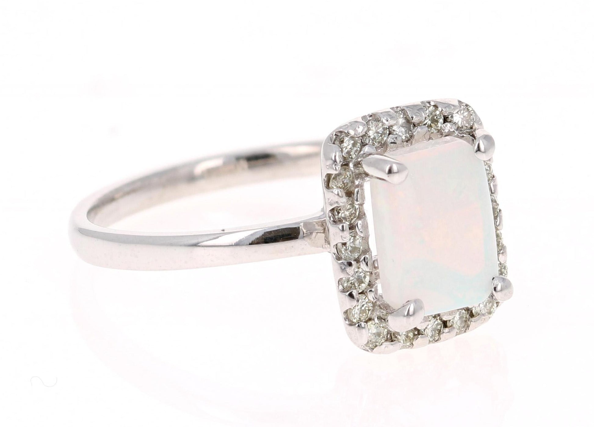1.21 Carat Opal Diamond 14 Karat White Gold Ring