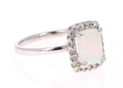 1.21 Carat Opal Diamond 14 Karat White Gold Ring