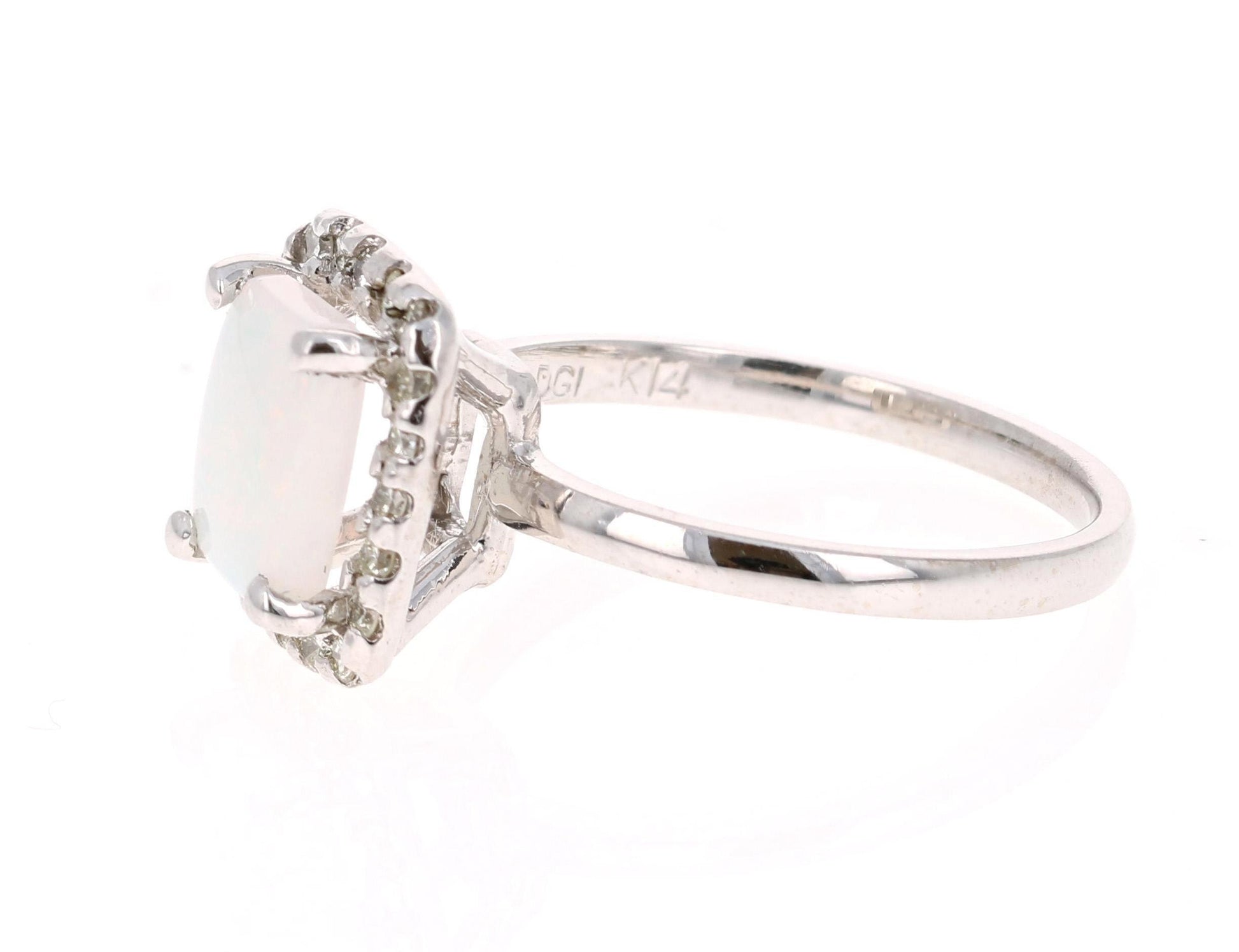 1.21 Carat Opal Diamond 14 Karat White Gold Ring