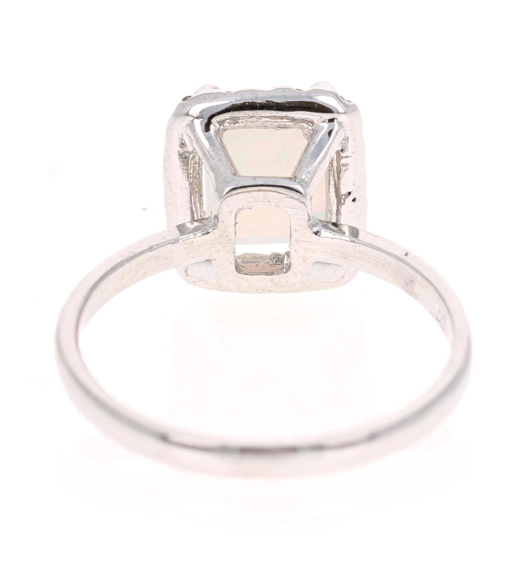 1.21 Carat Opal Diamond 14 Karat White Gold Ring