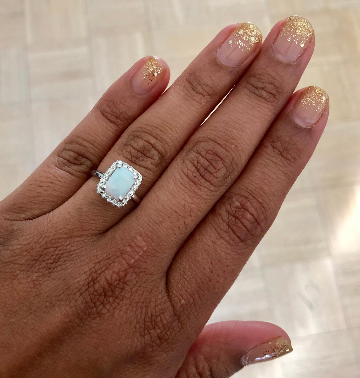 1.21 Carat Opal Diamond 14 Karat White Gold Ring