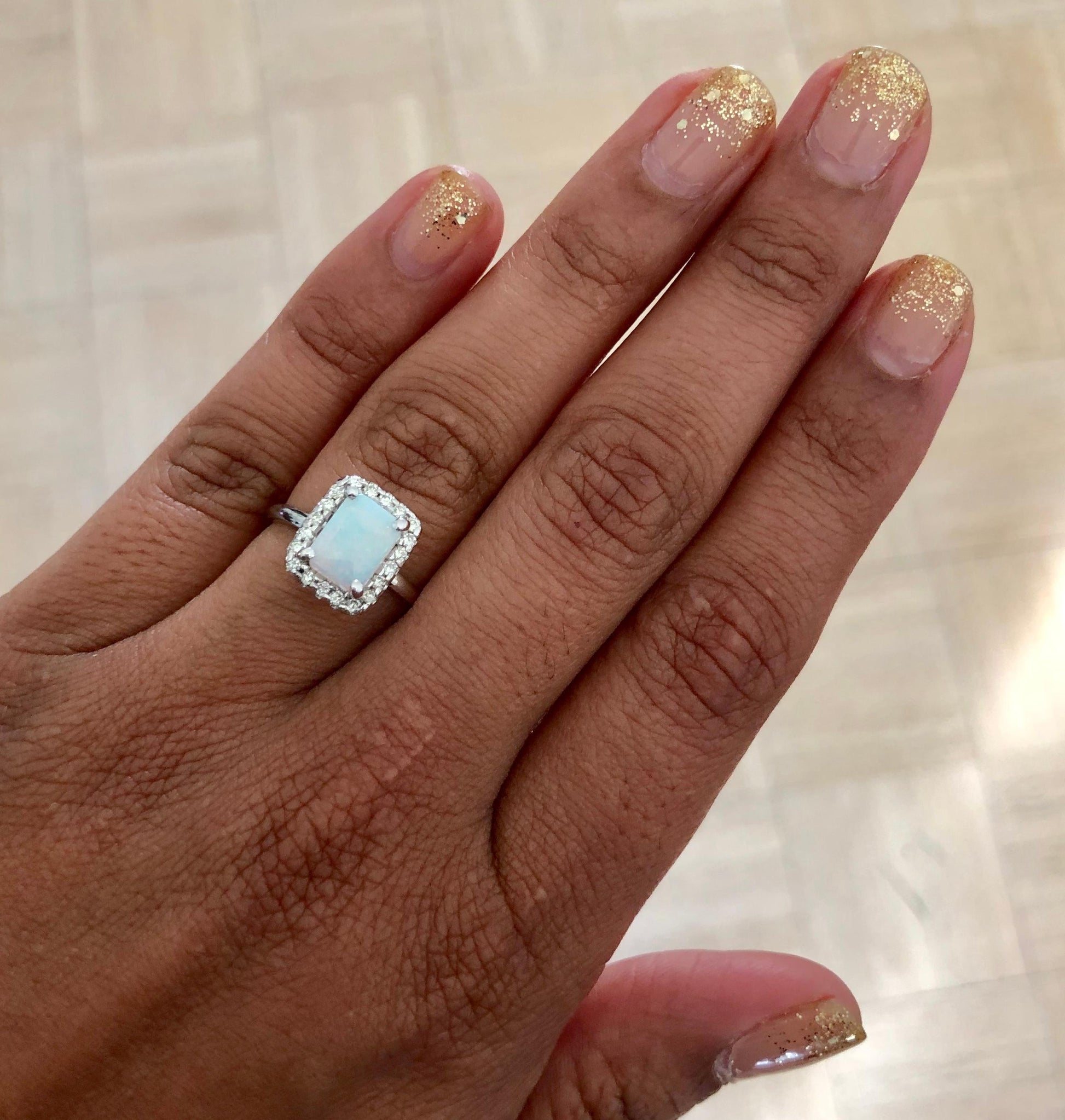 1.21 Carat Opal Diamond 14 Karat White Gold Ring