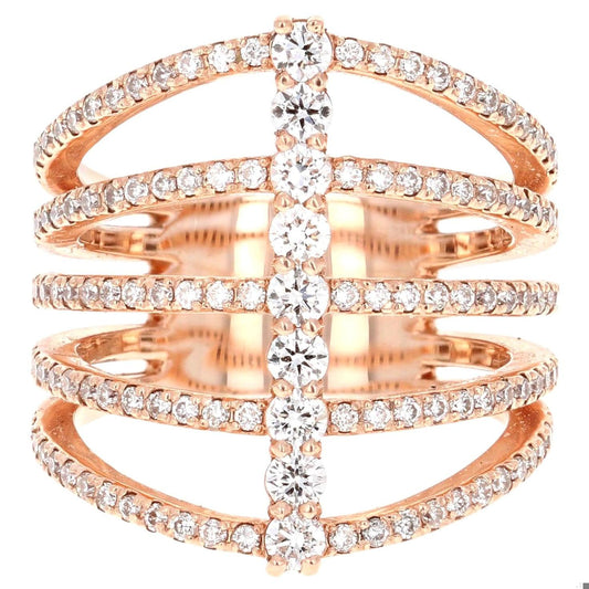 1.23 Carat Natural Diamond Rose Gold Cocktail Ring