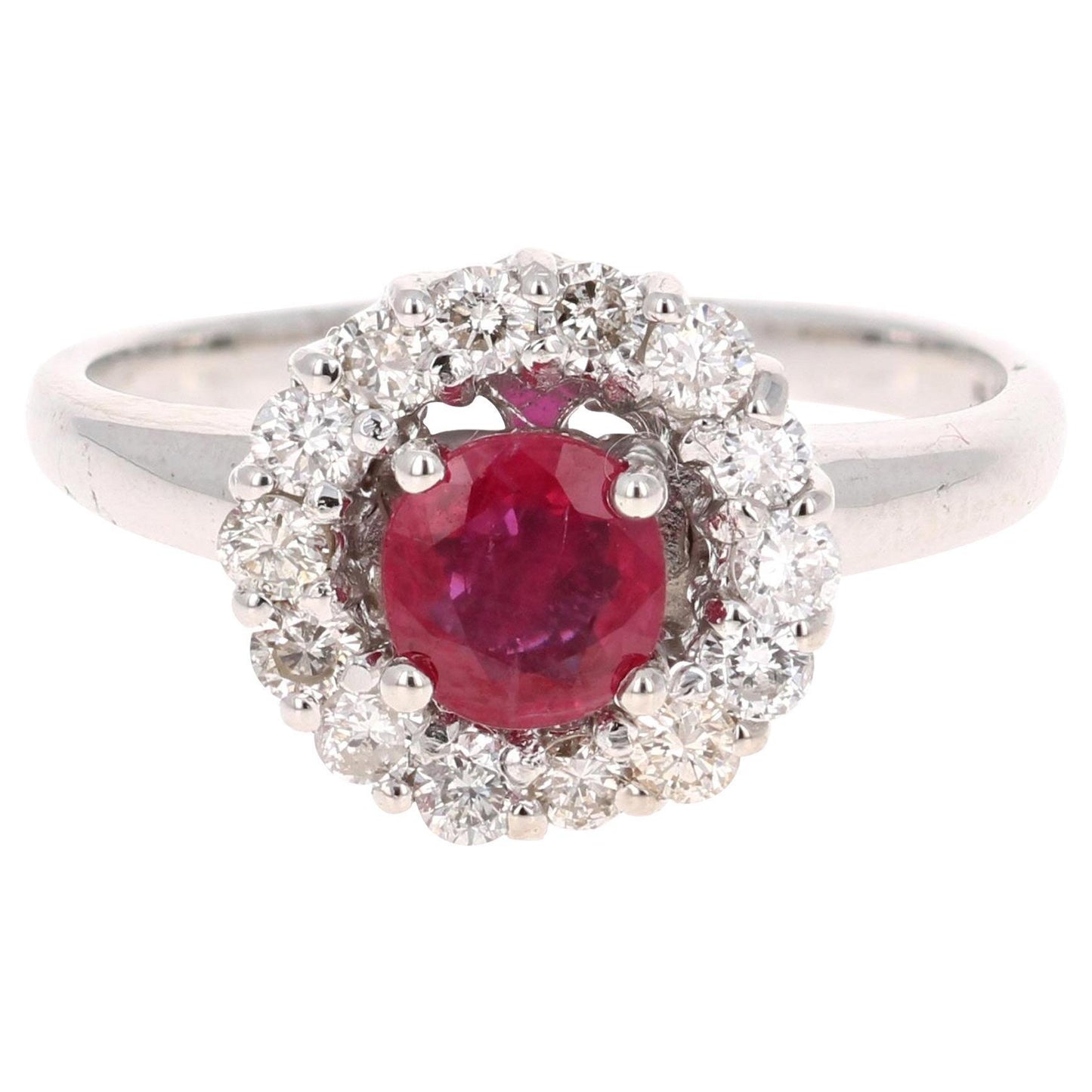 1.23 Carat Ruby Diamond 14 Karat White Gold Ring