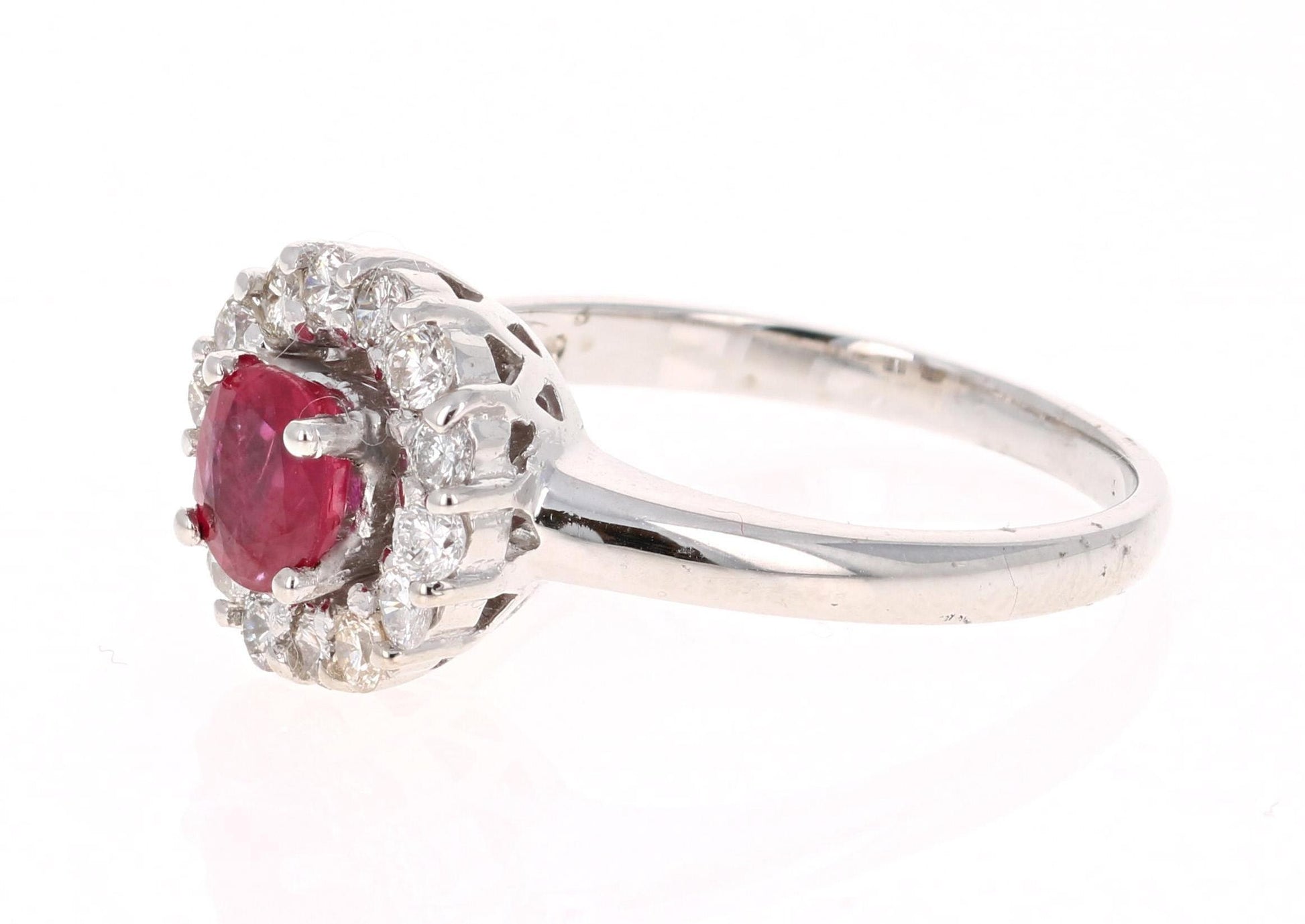1.23 Carat Ruby Diamond 14 Karat White Gold Ring