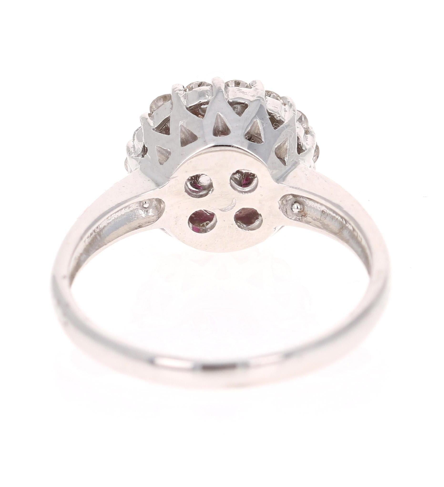 1.23 Carat Ruby Diamond 14 Karat White Gold Ring