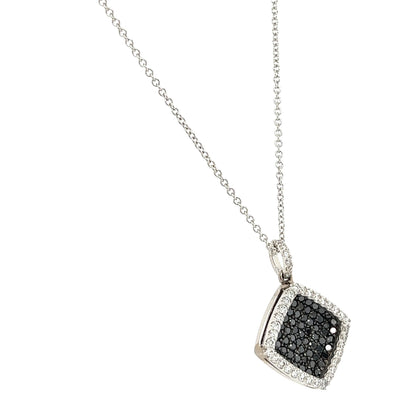 1.27 Carat Black Diamond White Diamond 14 Karat White Gold Chain Necklace