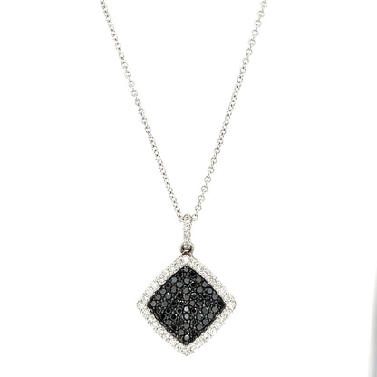 1.27 Carat Black Diamond White Diamond 14 Karat White Gold Chain Necklace