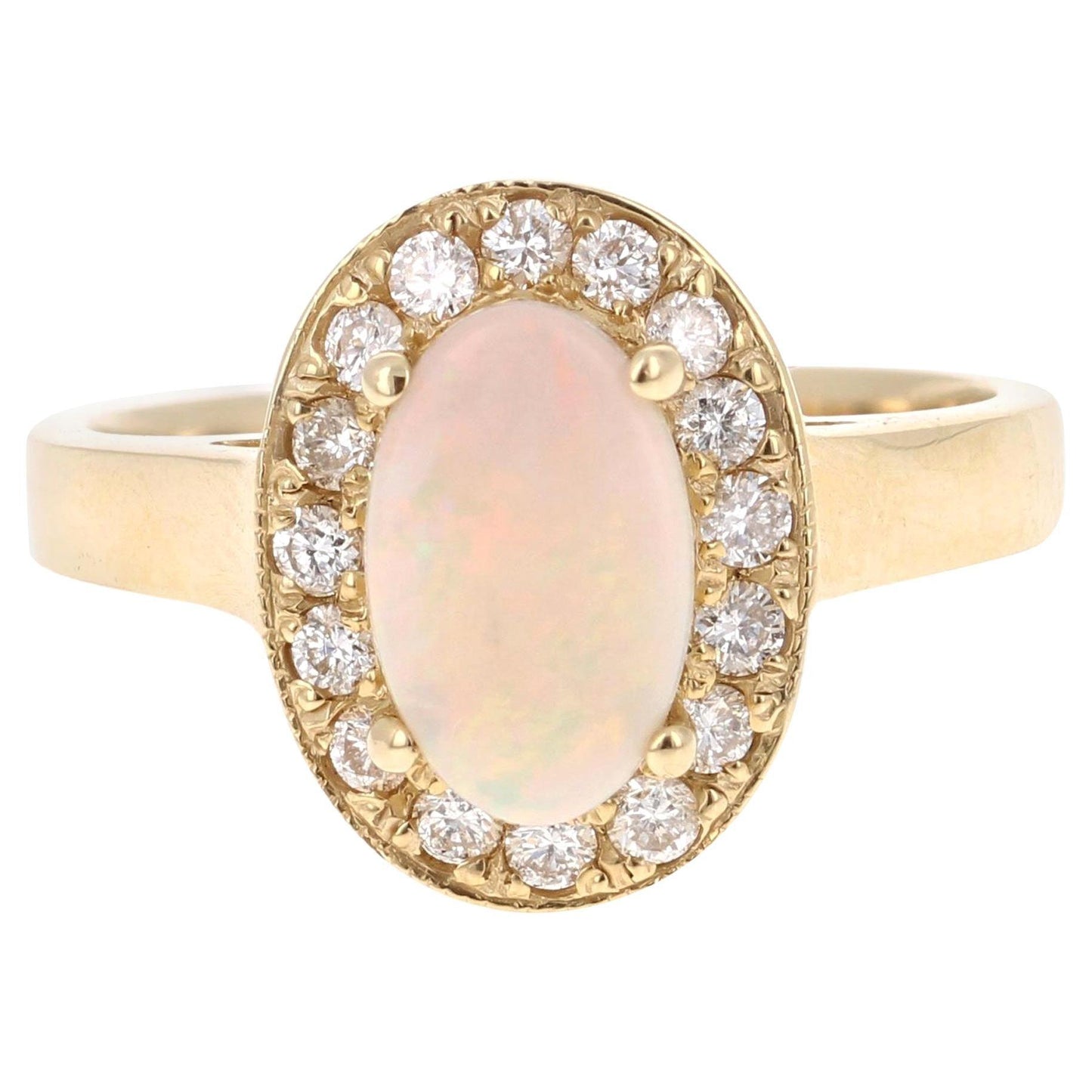 1.27 Carat Opal Diamond 14 Karat Yellow Gold Ring