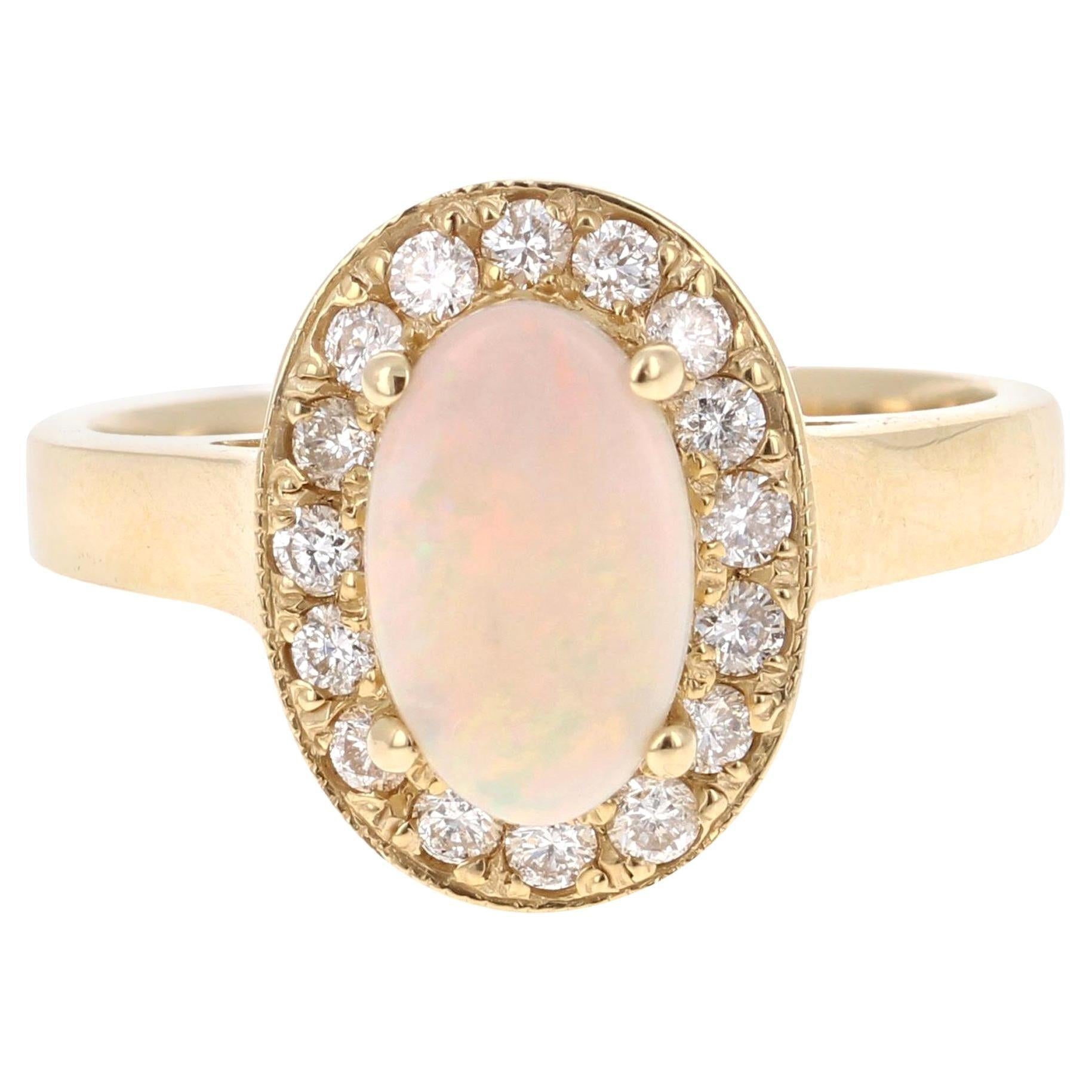 1.27 Carat Opal Diamond 14 Karat Yellow Gold Ring