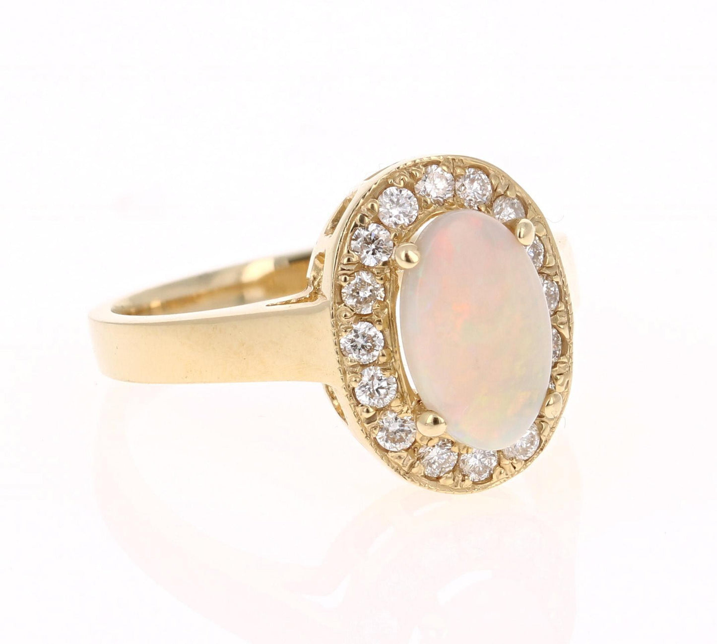 1.27 Carat Opal Diamond 14 Karat Yellow Gold Ring