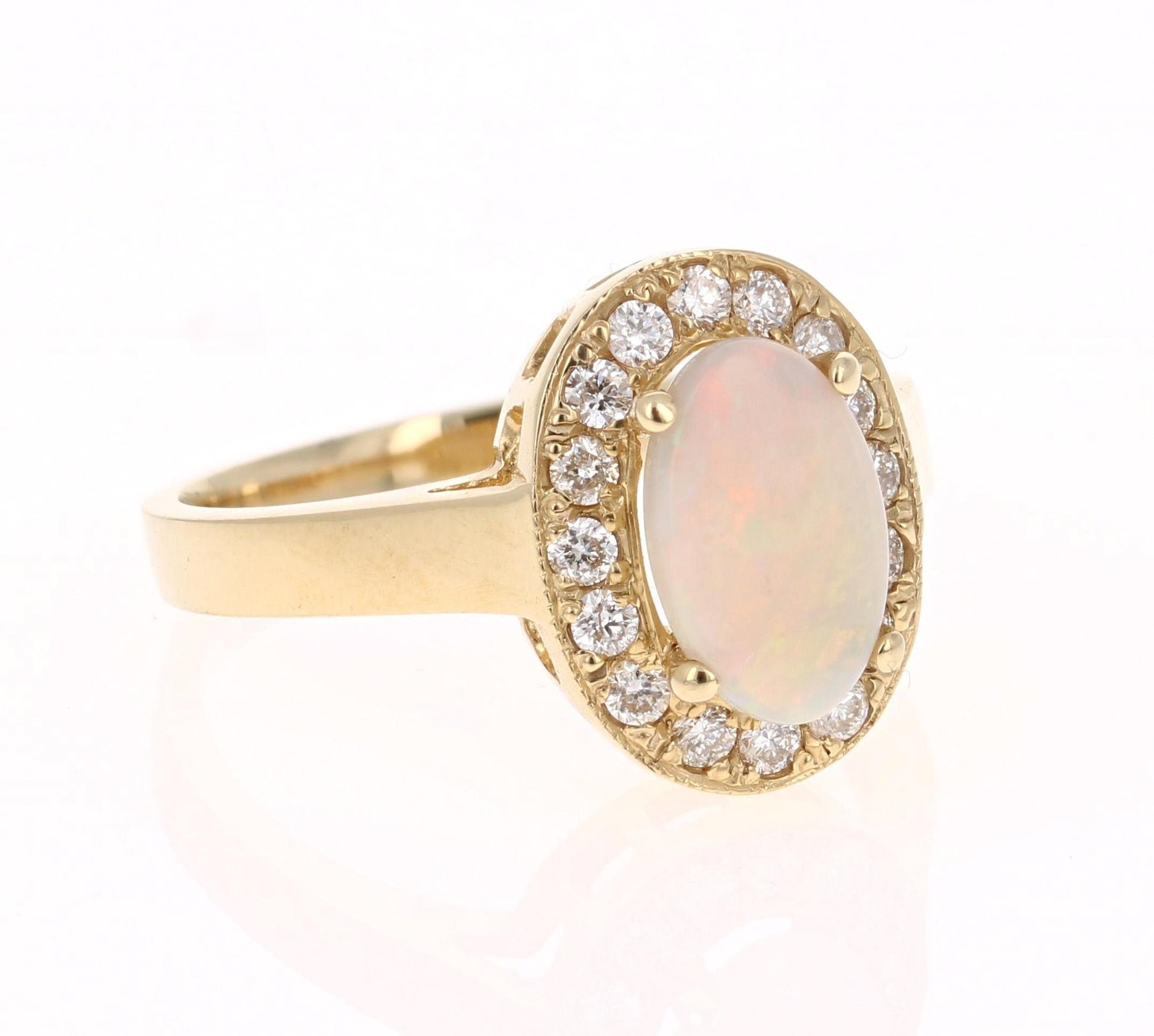 1.27 Carat Opal Diamond 14 Karat Yellow Gold Ring