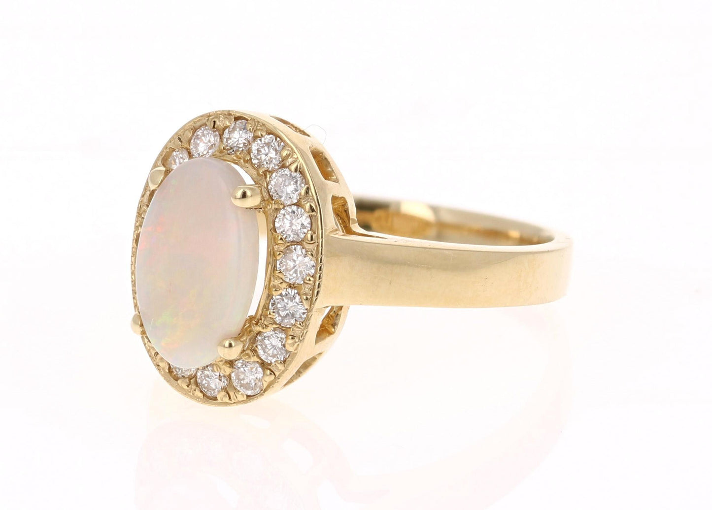 1.27 Carat Opal Diamond 14 Karat Yellow Gold Ring