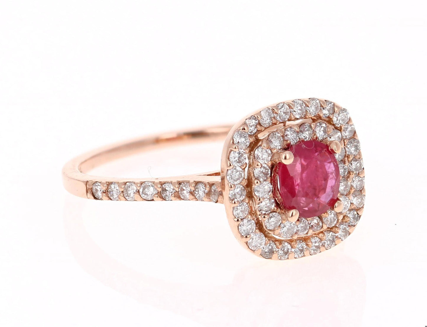 1.28 Carat Ruby Diamond Rose Gold Ring