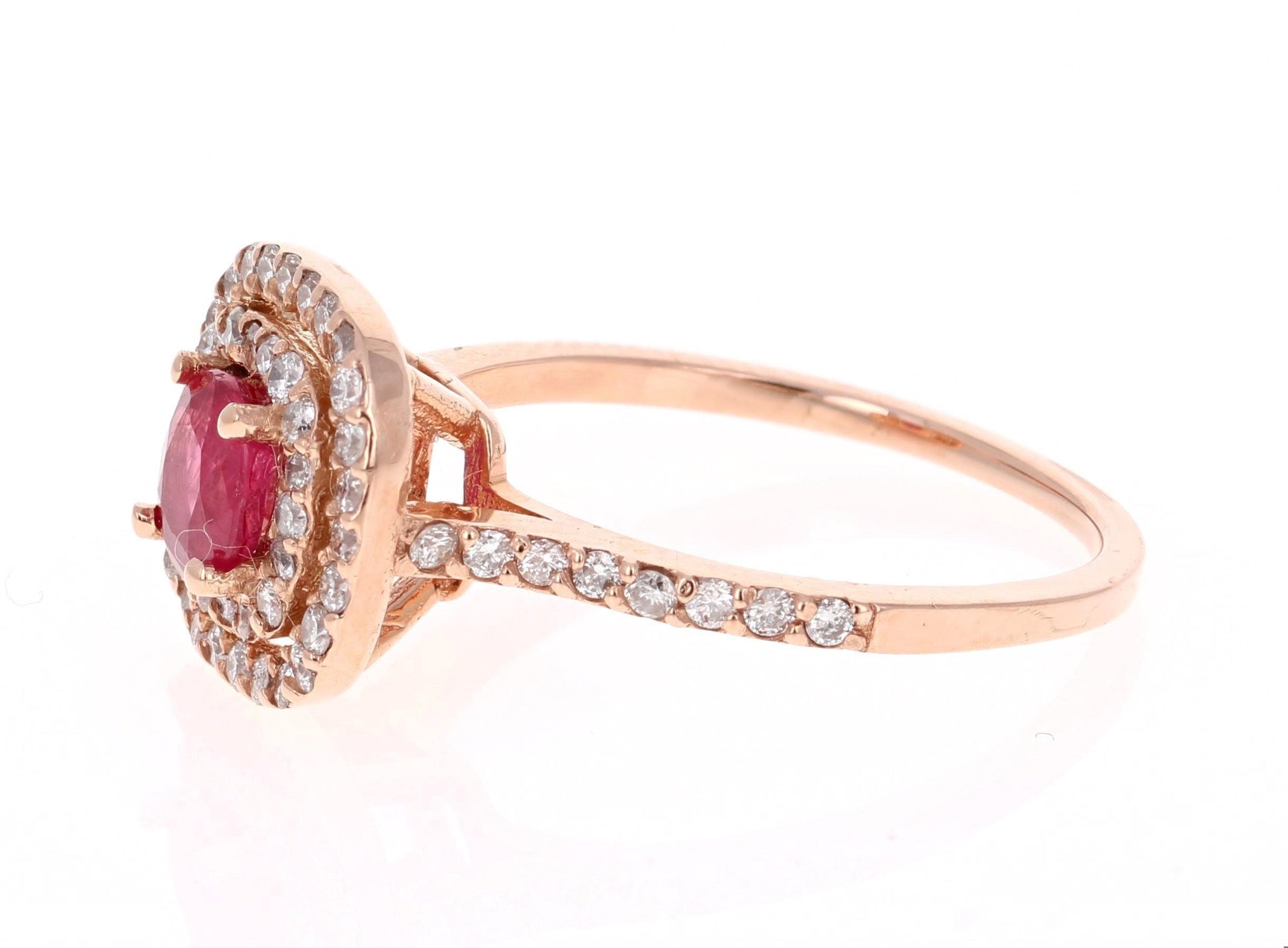 1.28 Carat Ruby Diamond Rose Gold Ring