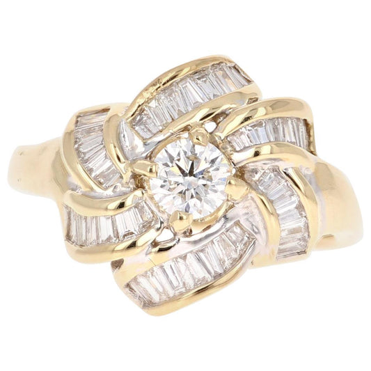 1.32 Carat Diamond Cluster 14 Karat Yellow Gold Ring